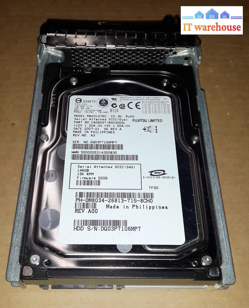 + Fujitsu Max3147Rc 146Gb Internal 15000 Rpm 3.5’ Hdd Hard Drive