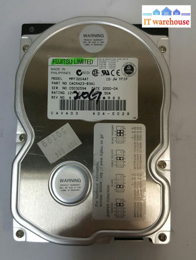 Fujitsu Mpf3204At Jw Yfip Ca05423-B341 20.4Gb 3.5’ Ide Hdd Hard Drive @@@