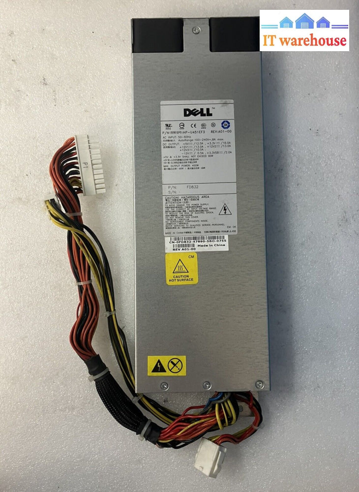 Genuine Dell Fd832 0Fd832 450W Power Supply Psu Hp-U451Ef3 ~