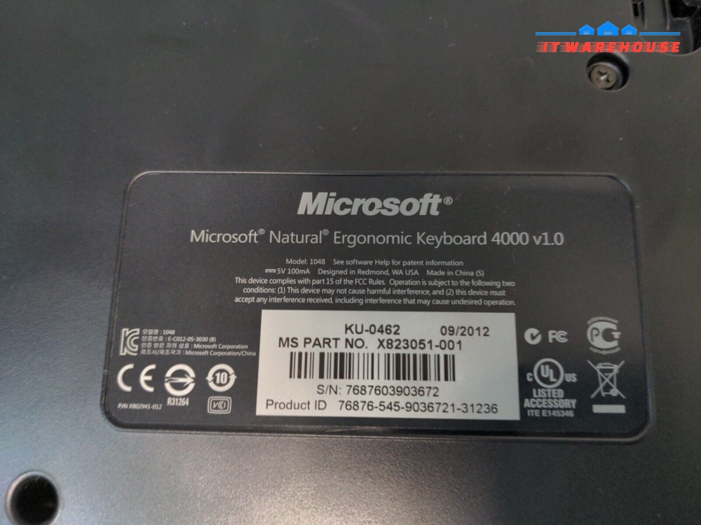 - Genuine Microsoft 4000 108-Key Wired Usb Natural Ergonomic Keyboard Ku-0462