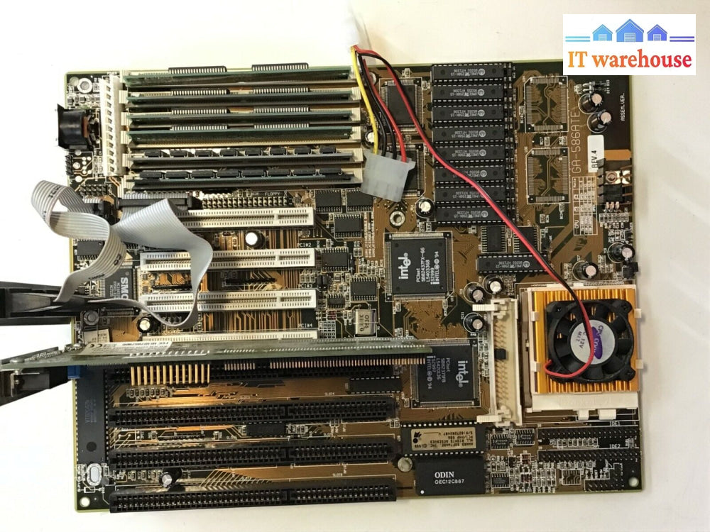 Gigabyte Ga-586Ate Motherboard W/ Intel Pentium 75Mhz 48Mb Ram + I/O Cards Tested