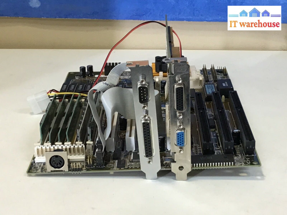 Gigabyte Ga-586Ate Motherboard W/ Intel Pentium 75Mhz 48Mb Ram + I/O Cards Tested