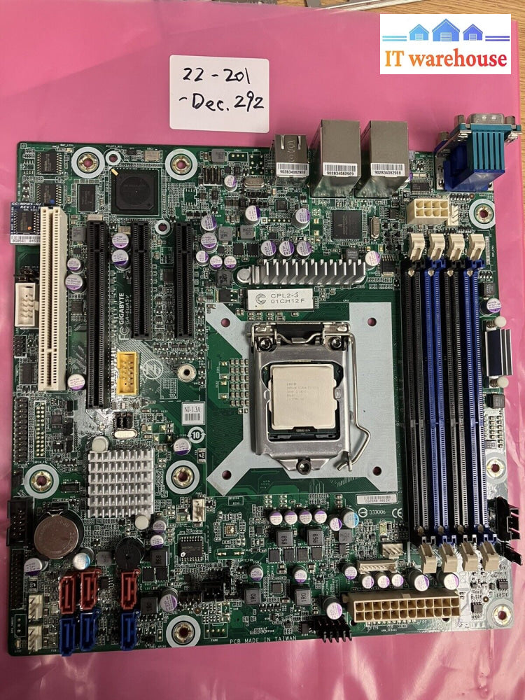 Gigabyte Ga-6Uasv Rev: 1.3 Lga 1155 Motherboard W/ Intel Xeon E3-1220 & Shield