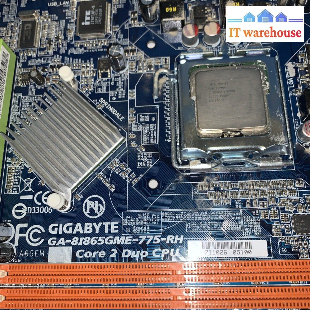 Gigabyte Ga-8I865Gme-775-Rh Rev:1.1 Lga775 Intel Motherboard + Cpu 2.8Ghz + I/O