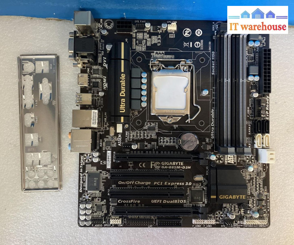 Gigabyte Ga-B85M-D3H Lga 1150 Hdmi Vga Dvi Micro Atx Motherboard With Io Plate ~