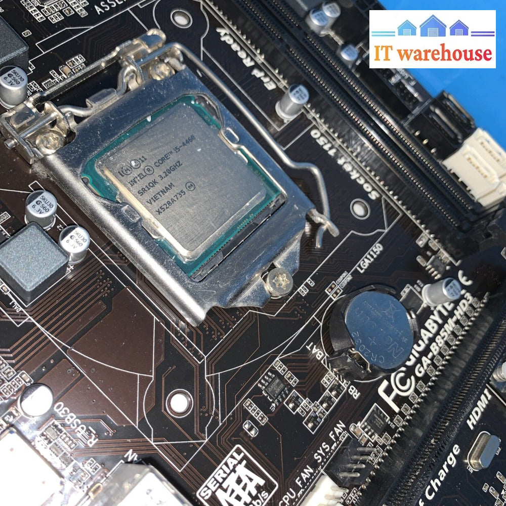 Gigabyte Ga-B85M-Hd3 Intel B85 Motherboard Lga 1150 Ddr3 Micro Atx + I5-4460 Cpu