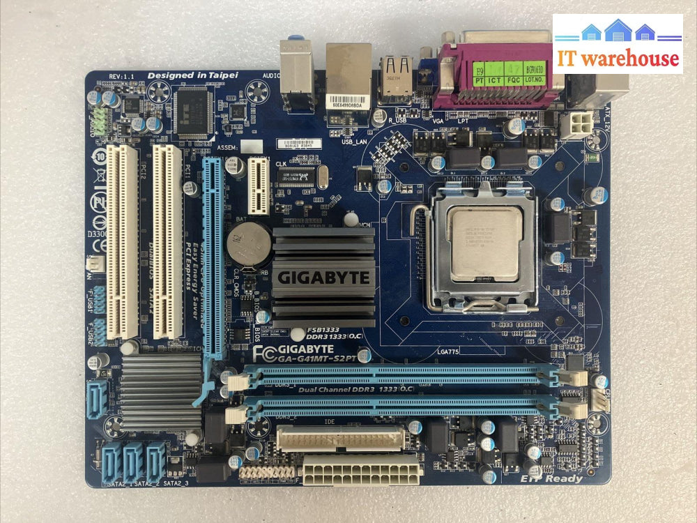 Gigabyte Ga-G41Mt-S2Pt Ddr3 Lga775 M-Atx Motherboard W/ Intel Pentium E5700 Cpu~