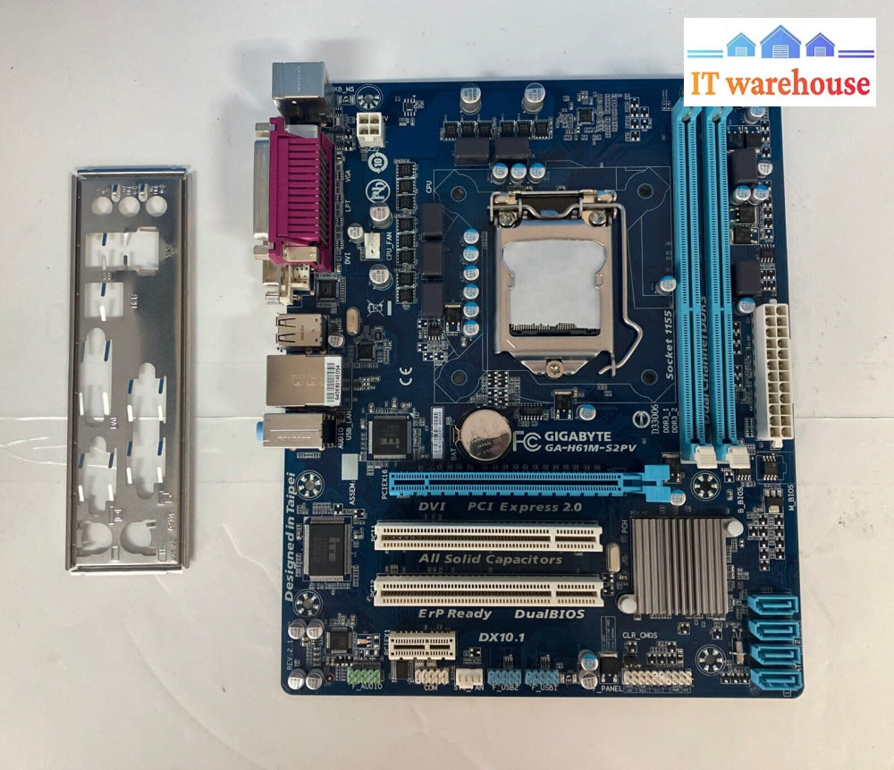 Gigabyte Ga-H61M-S2Pv Lga1155 Ddr3 Intel Motherboard With I/O Shield ~