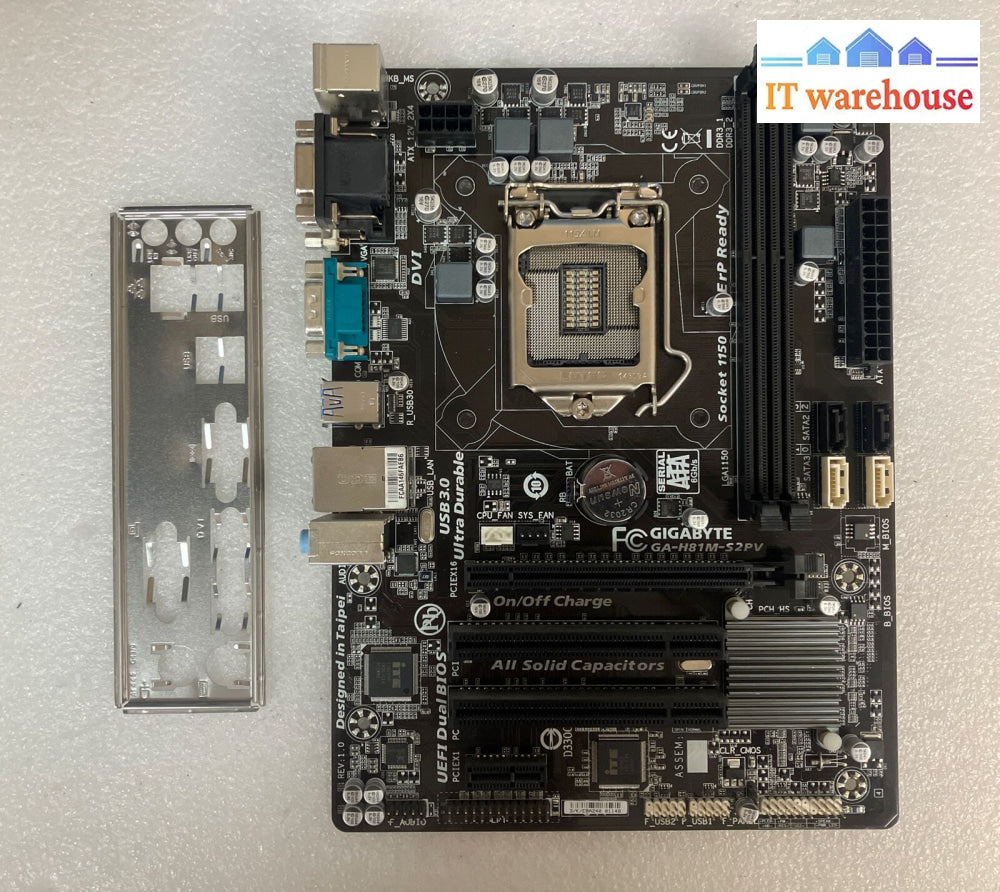 Gigabyte Ga-H81M-S2Pv Intel Lga 1150 Ddr3 Hdmi Matx Motherboard With I/O Plate ~