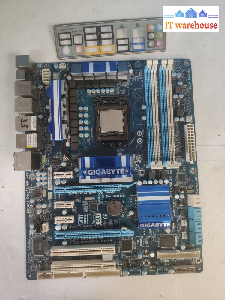 Gigabyte Ga-P55A-Ud4P Motherboard Atx Ddr3 Lga1156 Usb3.0With I5-650 Cpu3.2Ghz ~