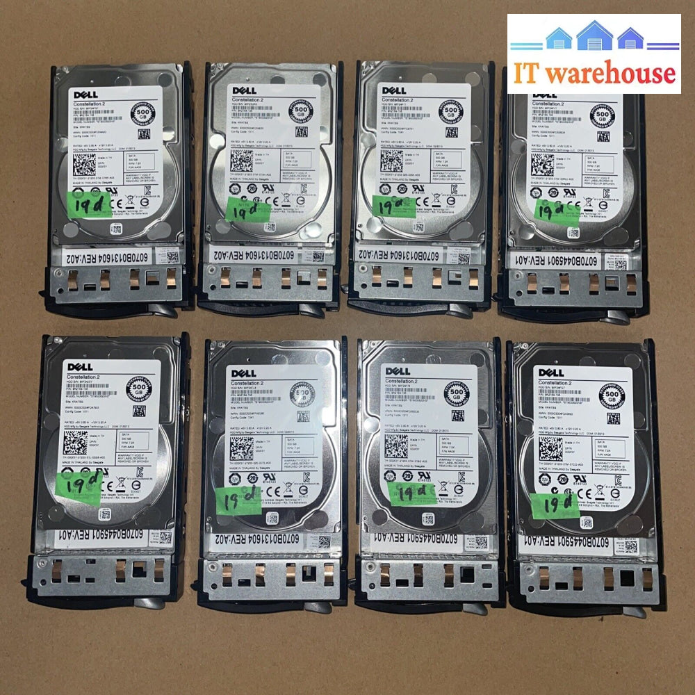 * (Grade A 19Days) 8X Dell 500Gb 2.5’ Sata Hard Drive 00X3Y St9500620Ns W/Tray