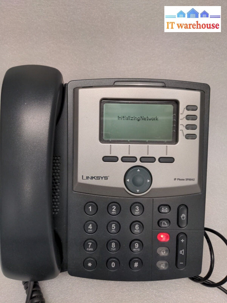 - (Grade A) 2X Cisco Linksys Spa942 Ip Phone Telephone With Base&Handset&Ac