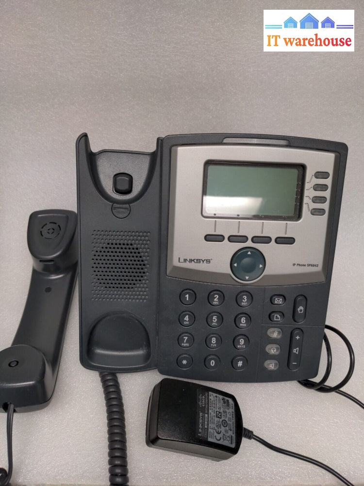 - (Grade A) 2X Cisco Linksys Spa942 Ip Phone Telephone With Base&Handset&Ac