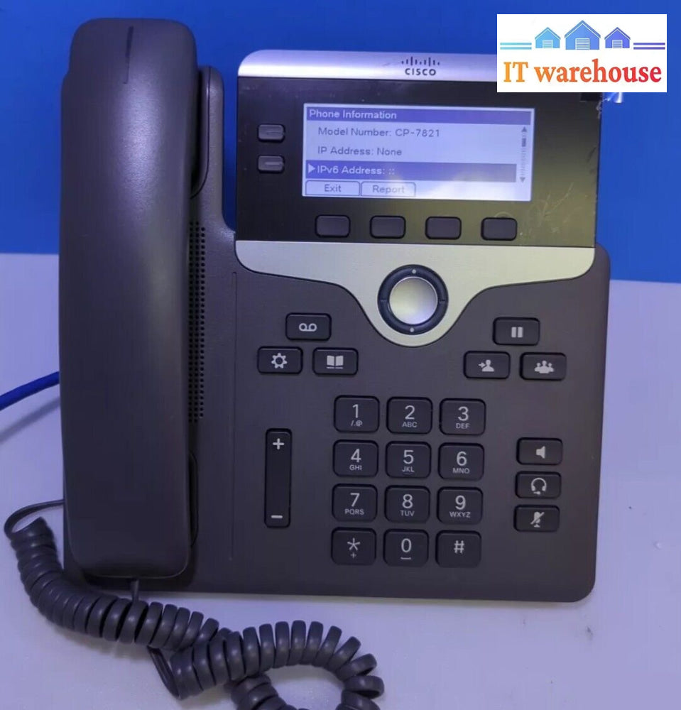 (Grade A) Cisco Cp-7821-K9 2-Line Business Voip Phone W/ Stand Handset & Cord-