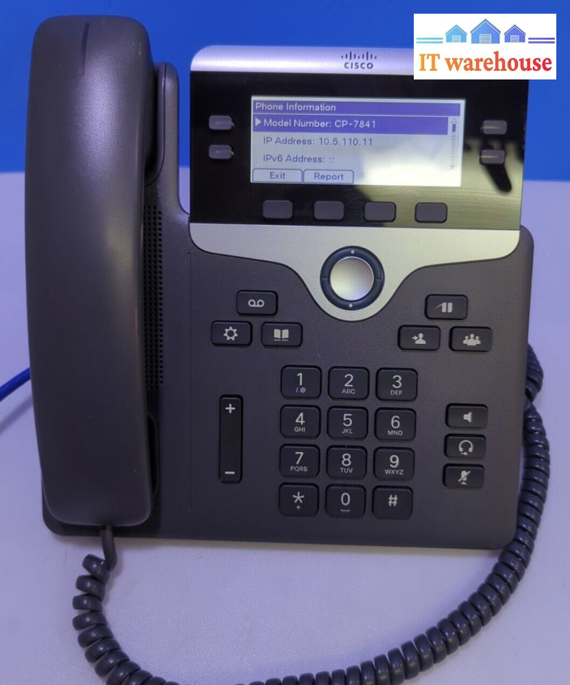 (Grade A) Cisco Cp-7841-K9 4-Line Business Voip Phone W/ Stand Handset & Cord-