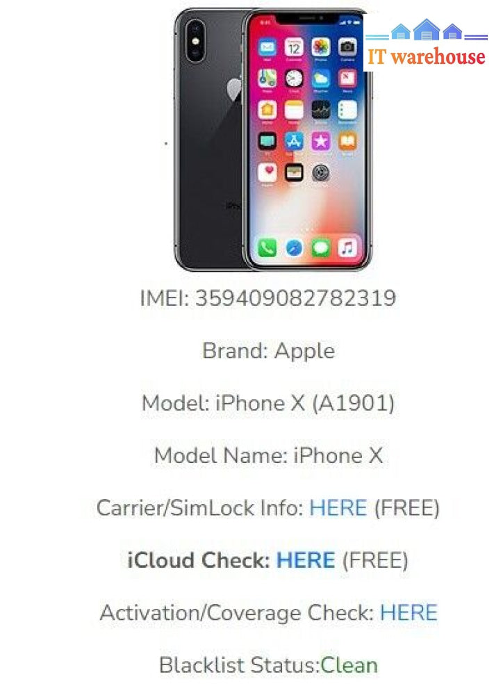 Grade A Condition ~ Apple Iphone X A1901 (Parts Or Repair)