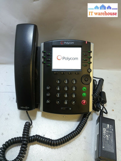 (Grade A) Polycom Vvx 400 Desktop Ip Phone 2201-46104-001 W/Handset，Stand，Ac