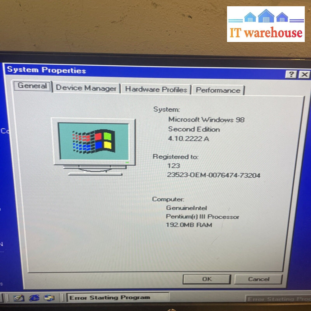 Grade A (Rare)- Vintage Ibm E-55U P3 500Mhz 196Mb 40Gb Dvd-Rom Windows 98 Se