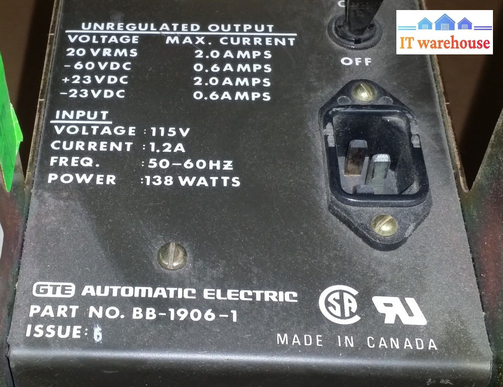 Gte Automatic Electric Csa Bb-1906-1 138 Watts Power # Tmp *