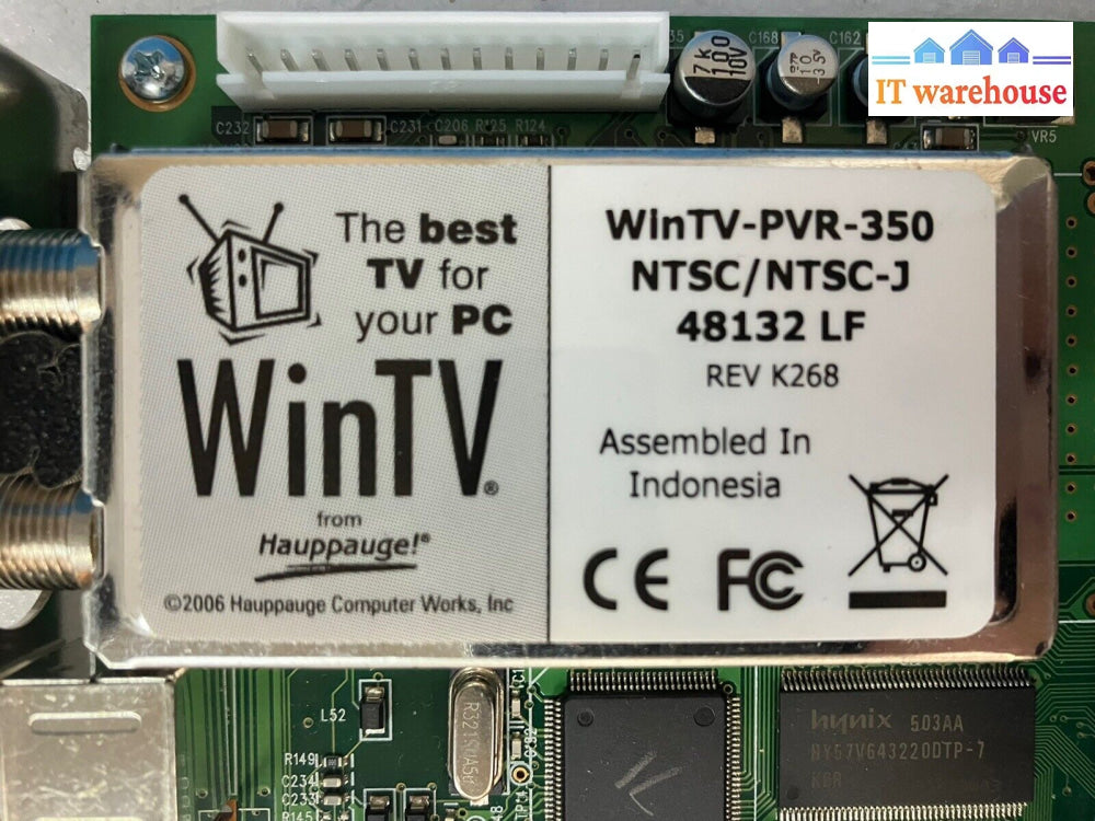 ~ Hauppauge Wintv-Pvr-350 Ntsc 48132 Tv Tuner Pci Card Windows Vhs Capture