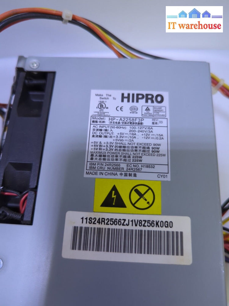 Hipro Hp-A2258F3P 225W Power Supply 24R2566 24R2567 Ibm Thinkcentre -