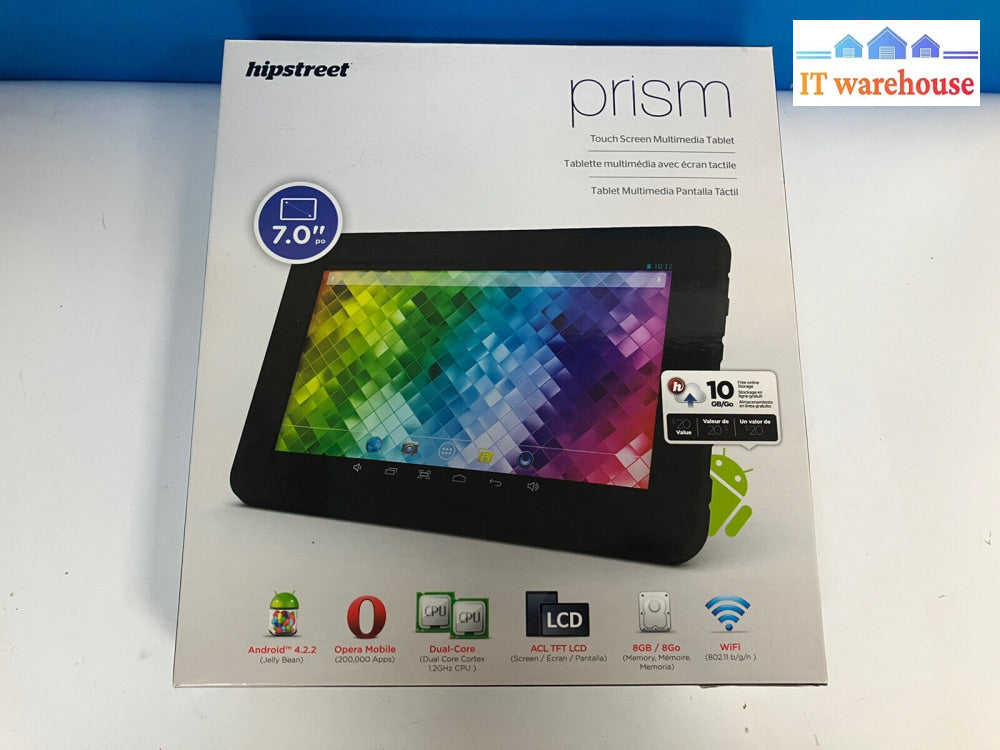 ~ Hipstreet Prism Tablet 7’ 16:9 Touch Screen 1Gb Ram 8Gb 1.2Ghz Cpu Android4