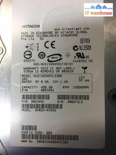 + Hitachi 450Gb 15000Rpm Sas Hard Drive Hus154545Vls300 @@@