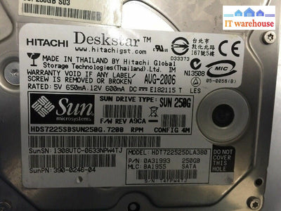 + Hitachi Hdt722525Dla380 0A31993 250G 7.2K Sata Sun 390-0246-04