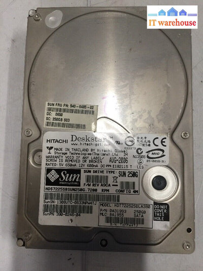 + Hitachi Hdt722525Dla380 0A31993 250G 7.2K Sata Sun 390-0246-04