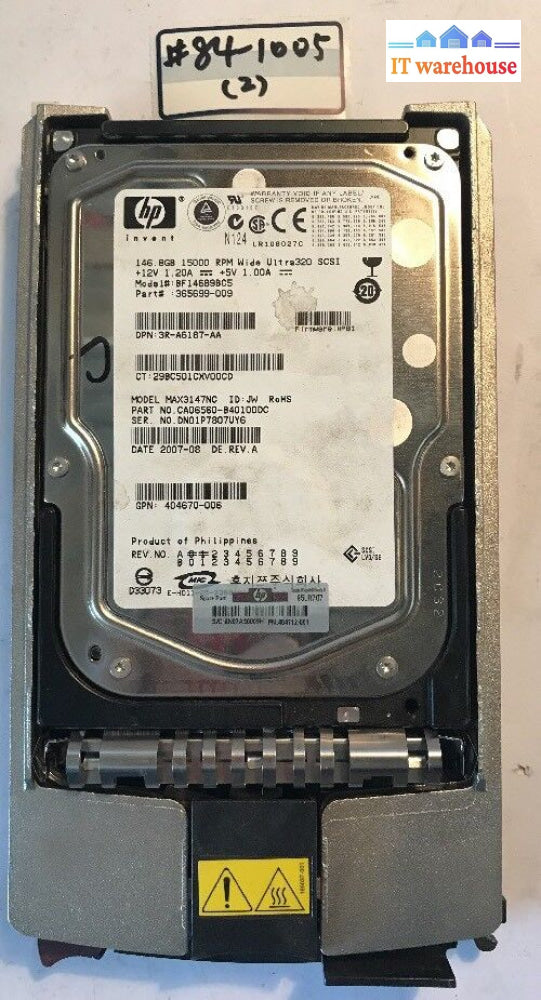 - Hp 365699-009 Bf14689Bc5 Max3147Nc 146.8Gb Scsi 3.5 U320 Hard Drive @@@