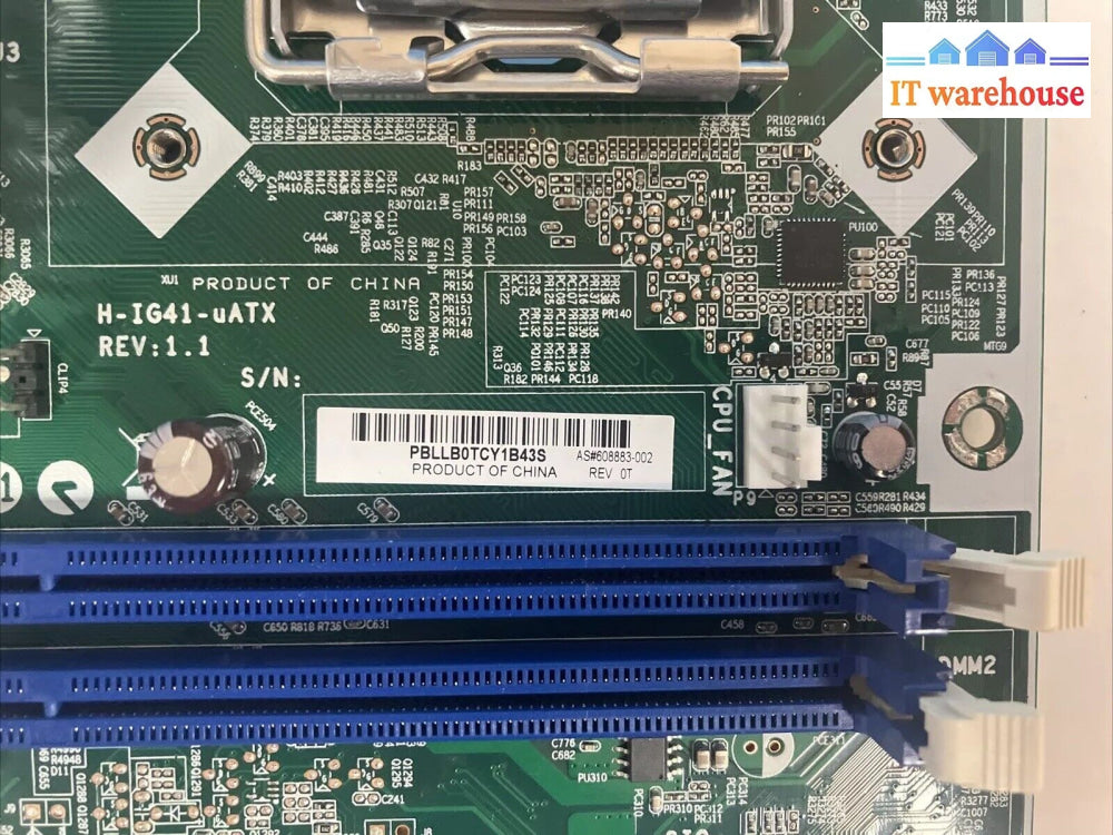 Hp 608883-002 Ddr3 Socket775 Motherboard H-Ig41-Uatx W/ Intel E5800 Cpu & Plate~