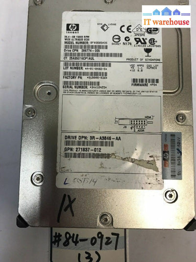 - Hp Bf03685A35 36.4Gb Ultra320 Scsi Hard Drive- 286774-005