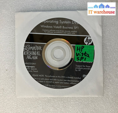 ~ Hp Compaq Windows Vista Business 32-Bit Sp1 Reinstallation Dvd 484232 (No Key)