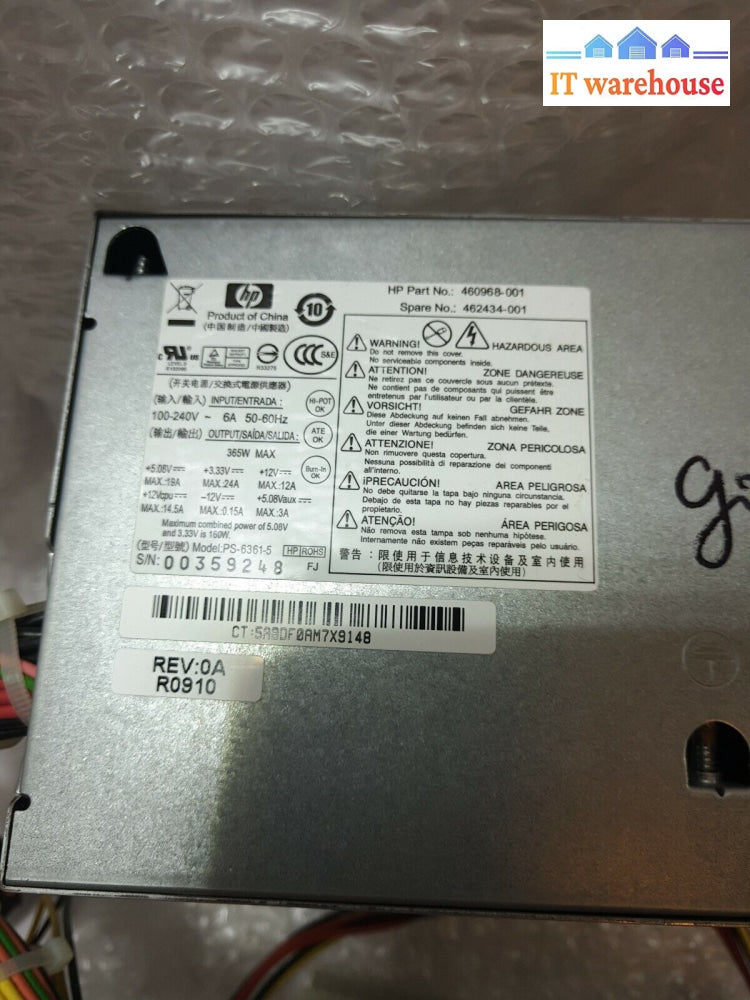 - Hp Dc7900 Tower 365W Power Supply Ps-6361-5 462434-001 460968-001