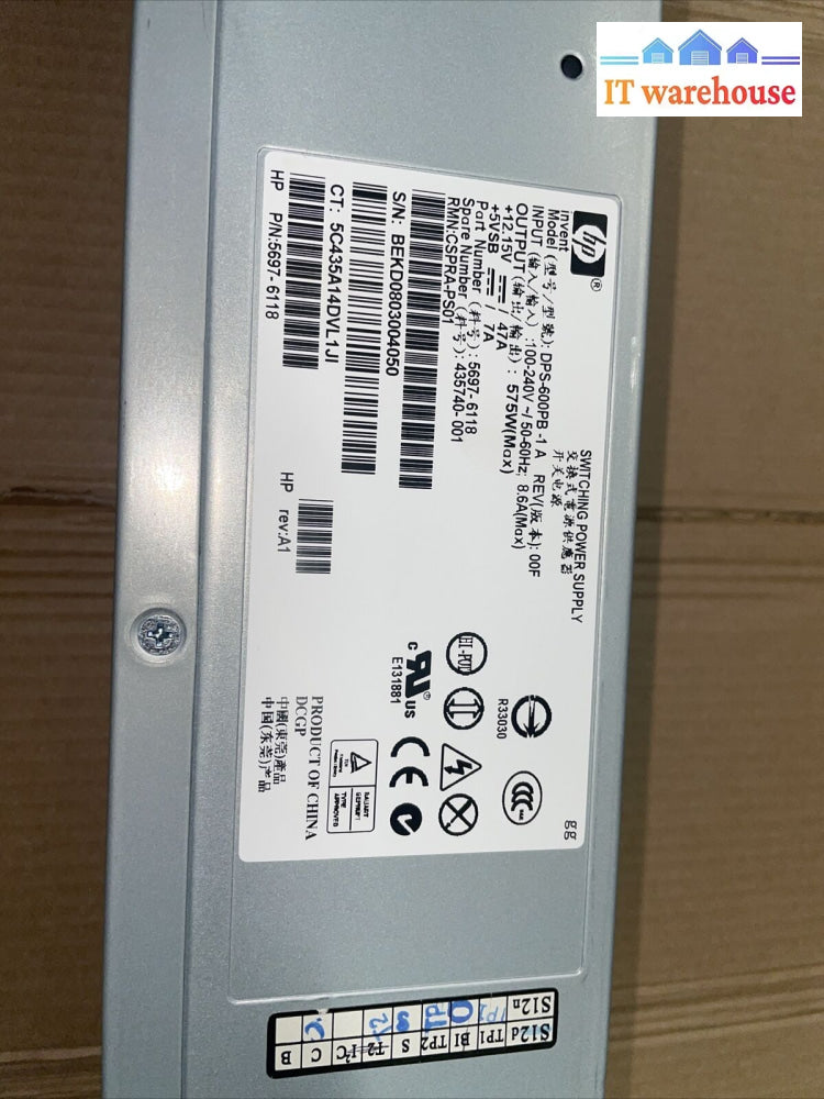 Hp Dps-600Pb-1 5697-6118 4357-001 575 Watt Power Supply