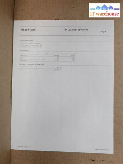 $ Hp Enterprise Laserjet 600 M601 Laser Printer Tested Counter 43059