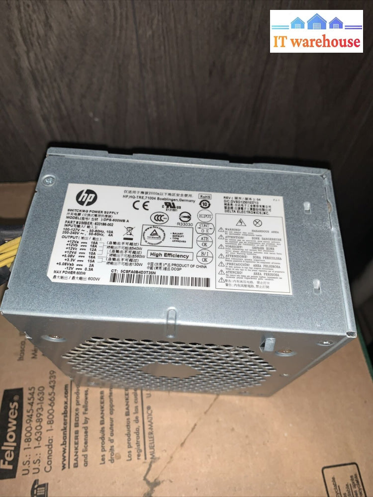 Hp Envy 810 Phoenix H9-1400T Cto Power Supply 633186-002 Dps-600Wb A 600W