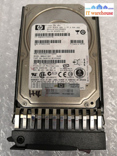 - Hp / Fujitsu Mbb2073Rc Ca06731 72Gb 10000Rpm 2.5’ Sas Hdd 460850-001 @@@