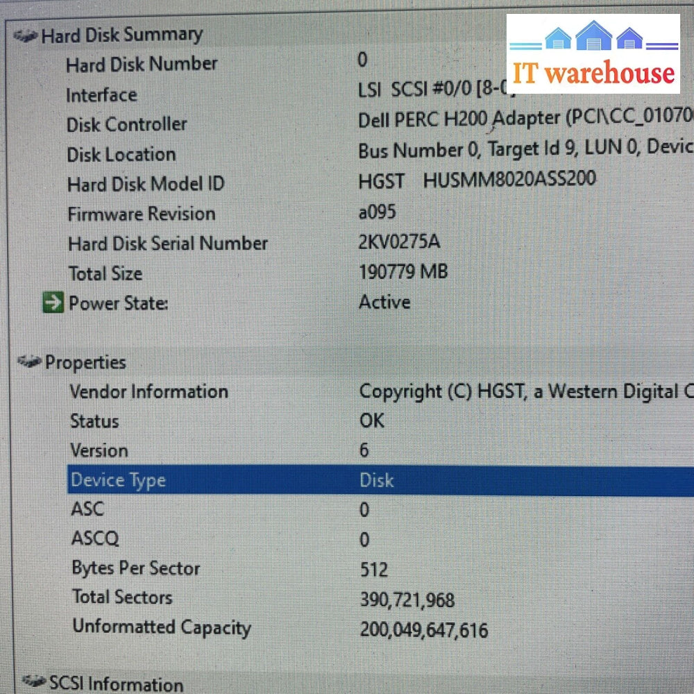 Hp Hgst 200Gb 12Gb/S Sas Sff 2.5In Sc Ent Ssd Husmm8020Ass200 (90 Days Used)