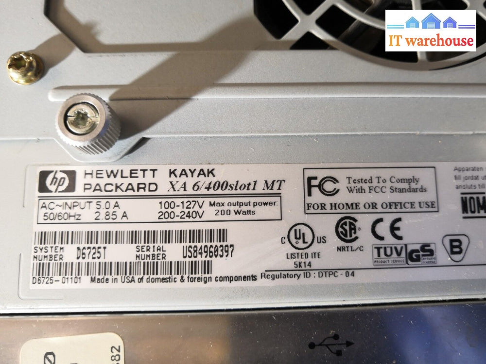 Hp Kayak Xa 6/400 Mt D6725T Pentium Ii 128Mb Ram Pc Workstation