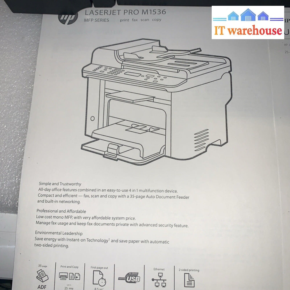 Hp Laserjet M1536Dnf Mfp Laserjet Printer Scanner Copier Fax (766 Pages Only)