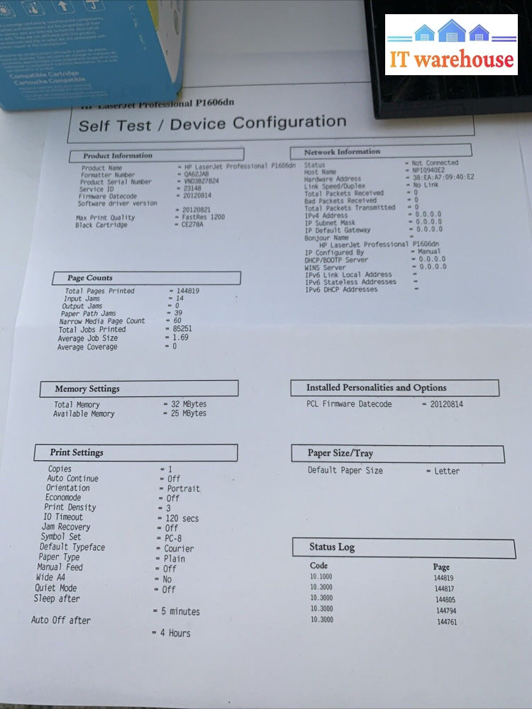 Hp Laserjet Professional P1606Dn Pro Printer Network Ethernet Duplex