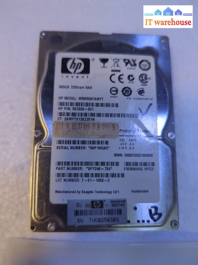 - Hp Mm0500Famyt 500Gb 7 200 Rpm 6 Gbps 2.5’ Sas Hdd 507609-001 Tested