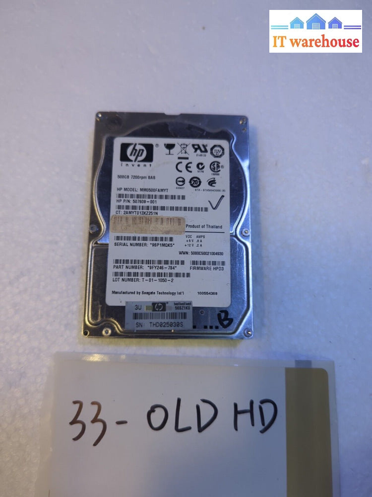 - Hp Mm0500Famyt 500Gb 7 200 Rpm 6 Gbps 2.5’ Sas Hdd 507609-001 Tested