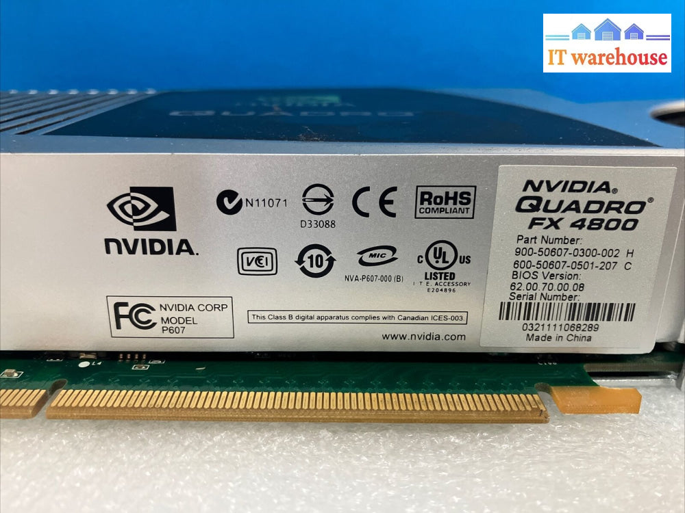 Hp Nvidia Quadro Fx 4800 1.5Gb Gddr3 Video Graphics Card 536796-001 490566-003 ~