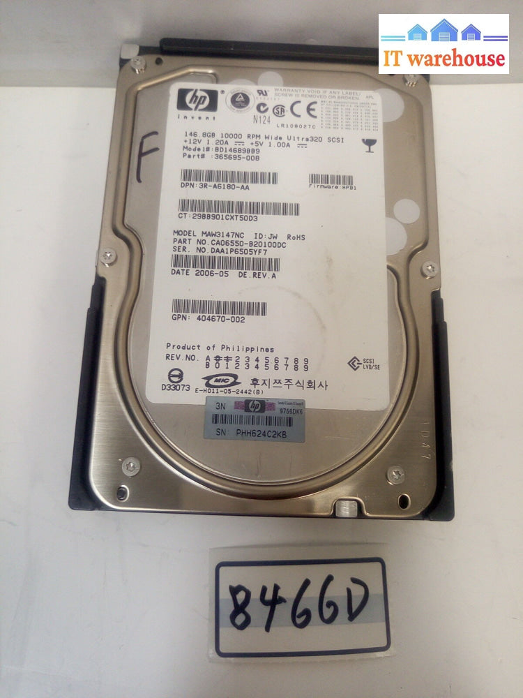 - Hp Scsi 365695-008 146Gb 10K U320 Pluggable Hard Drive Maw3147Nc @@@