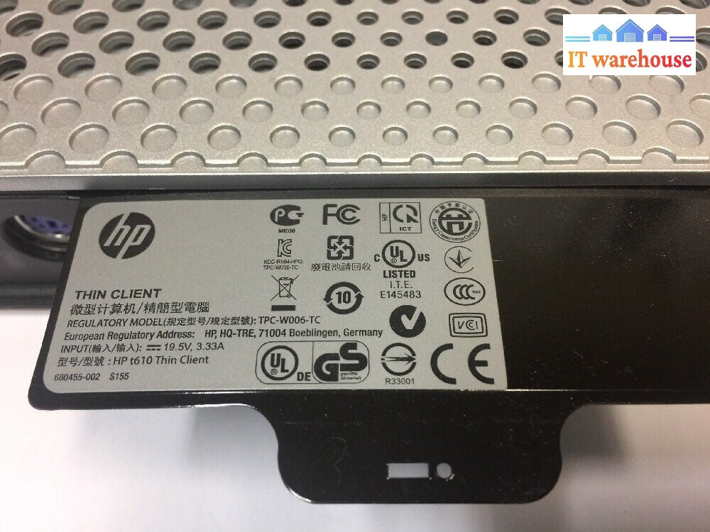 -Hp T610 Thin Client Amd G-T56N 1.65Ghz/2Gb Ram/2Gb Flash(No Hdd Adapter) @@