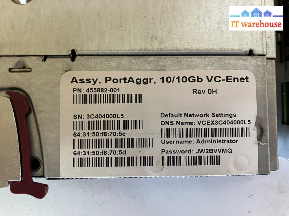 ~ Hp Vc Virtual Connect Enet 10/10Gb Ethernet Switch Module 455882-001 Vc-Enet