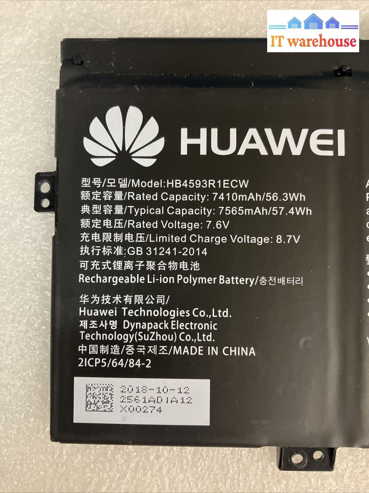 Huawei Matebook Mach-W29 14’ Laptop Battery 7410Mah/56.3Wh Model: Hb4593R1Ecw ~