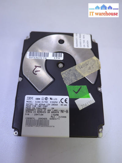 Ibm 3.5’ 1700Mb Hard Drive Djaa-31700 29H7194 For Apple Macintosh Tested -